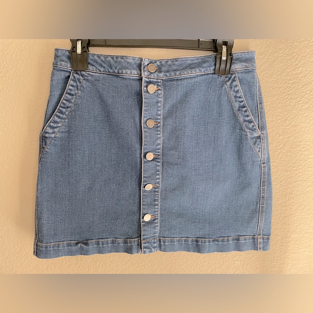 LOFT Denim Button Down Jean Skirt Size 14